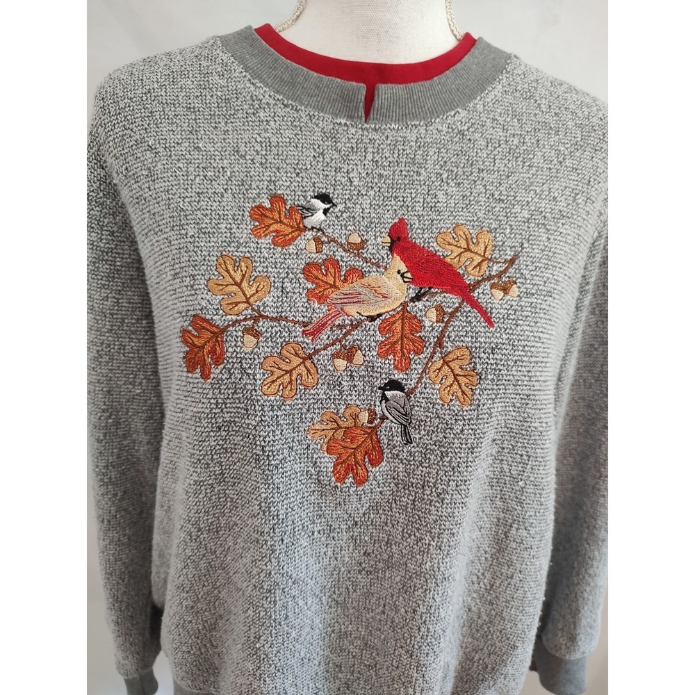 90's Vintage BonWorth Sweatshirt Fall Autumn Cardinals & Leaves Modest Retro L - Picture 6 of 6